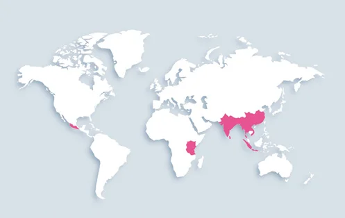 World map showing distribution