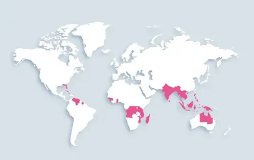 World map showing distribution
