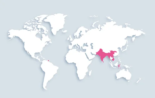 World map showing distribution