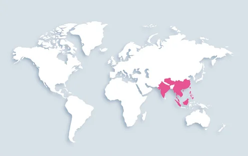 World map showing distribution