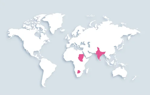 World map showing distribution