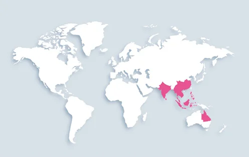World map showing distribution