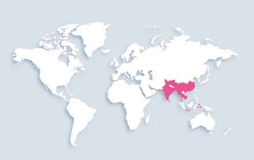 World map showing distribution
