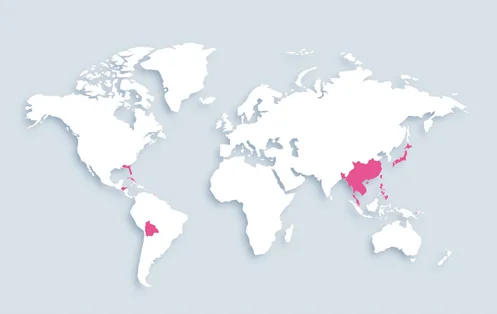 World map showing distribution