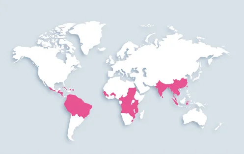 World map showing distribution