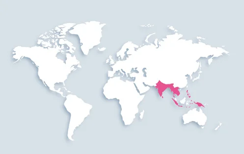 World map showing distribution