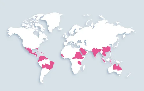 World map showing distribution