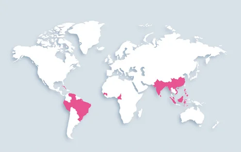 World map showing distribution