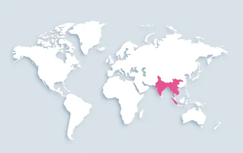World map showing distribution