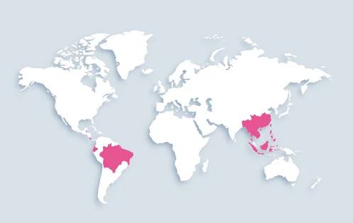 World map showing distribution