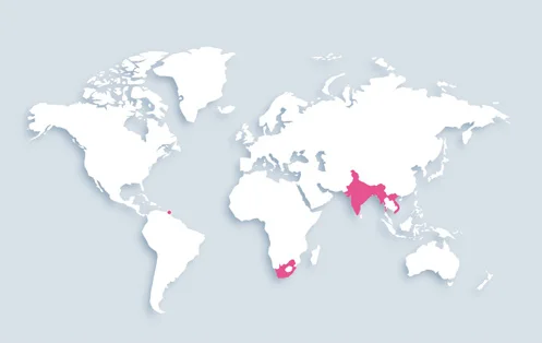 World map showing distribution
