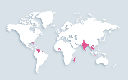 World map showing distribution