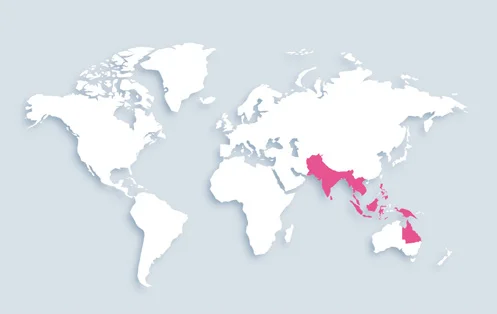 World map showing distribution