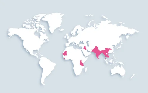 World map showing distribution