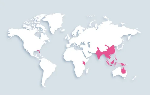World map showing distribution