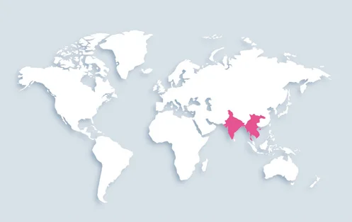 World map showing distribution