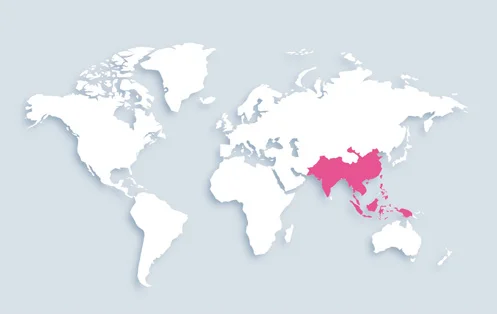World map showing distribution