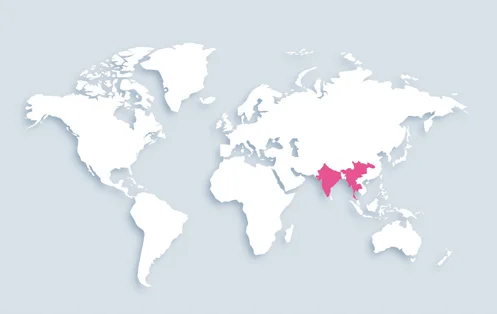 World map showing distribution