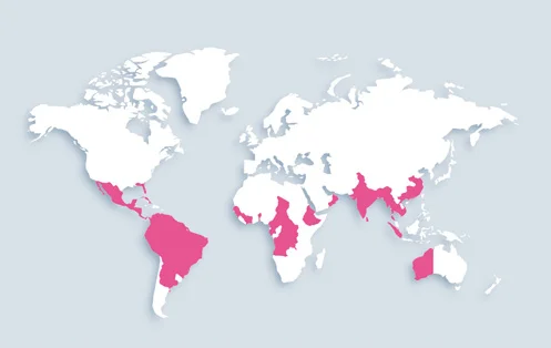 World map showing distribution