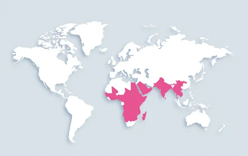 World map showing distribution