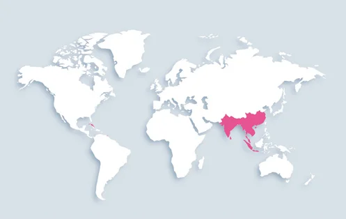 World map showing distribution