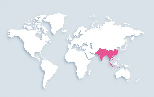 World map showing distribution
