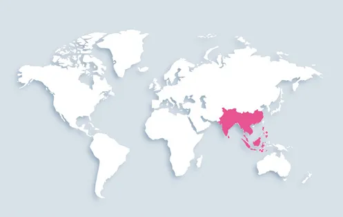 World map showing distribution