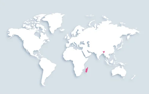 World map showing distribution