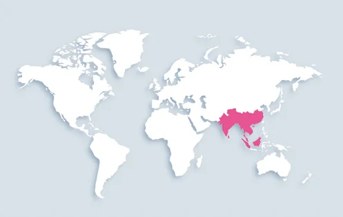 World map showing distribution
