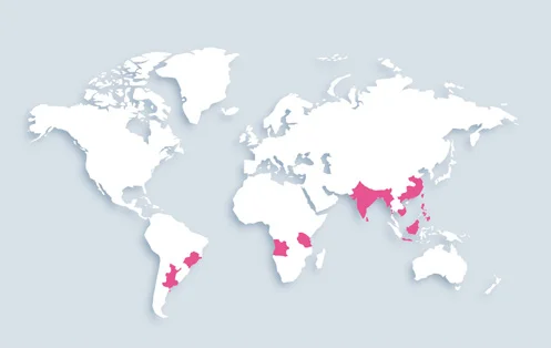 World map showing distribution