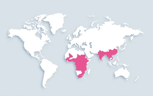World map showing distribution