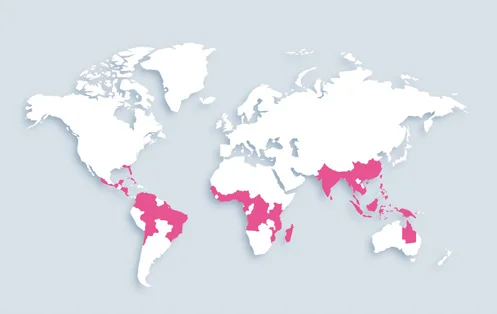 World map showing distribution