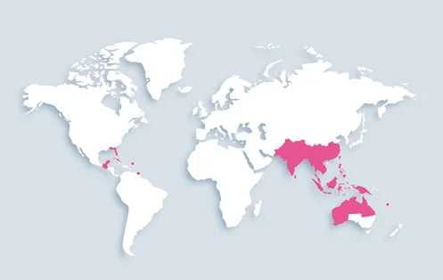 World map showing distribution
