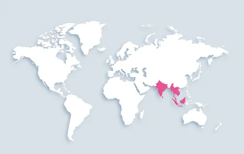 World map showing distribution
