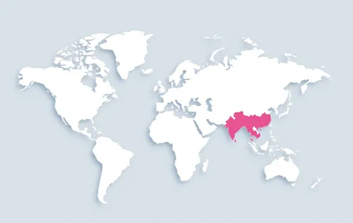 World map showing distribution