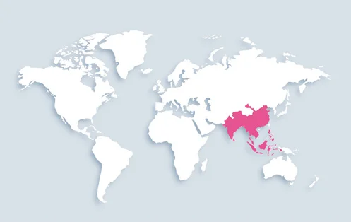 World map showing distribution