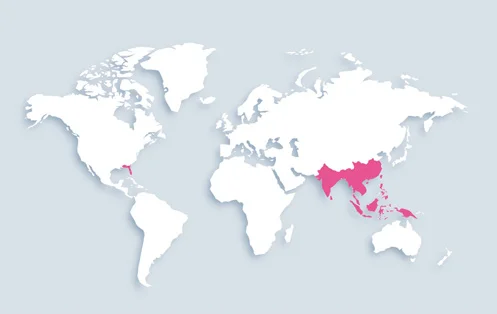 World map showing distribution