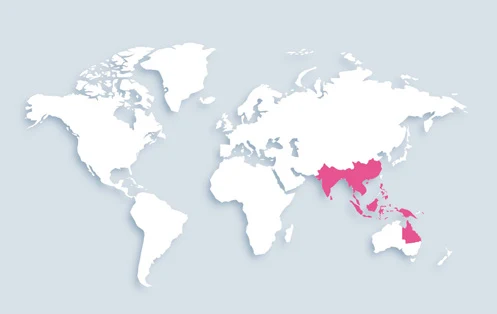 World map showing distribution