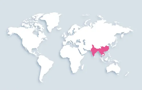 World map showing distribution