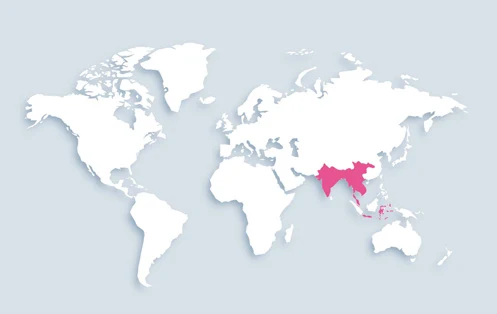 World map showing distribution