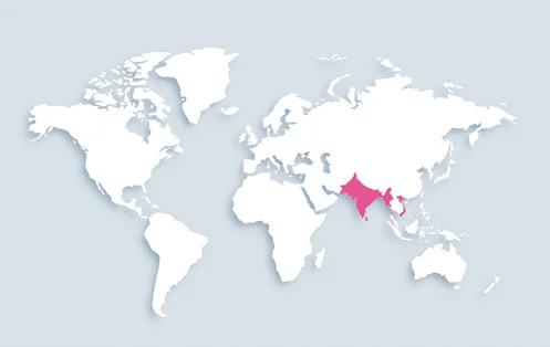 World map showing distribution
