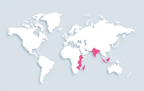 World map showing distribution