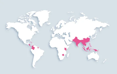 World map showing distribution