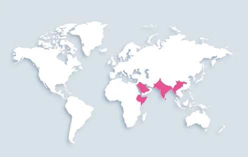 World map showing distribution
