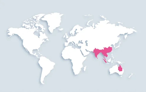 World map showing distribution
