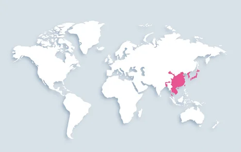 World map showing distribution