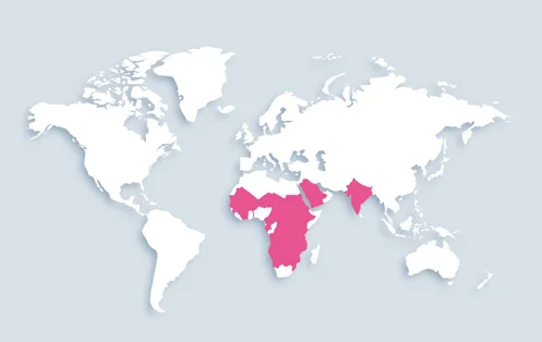 World map showing distribution