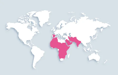 World map showing distribution