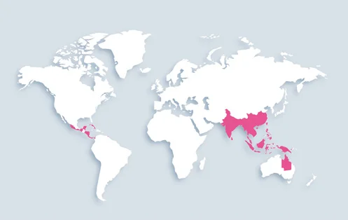 World map showing distribution