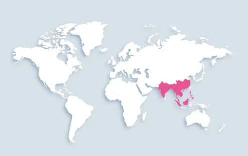 World map showing distribution